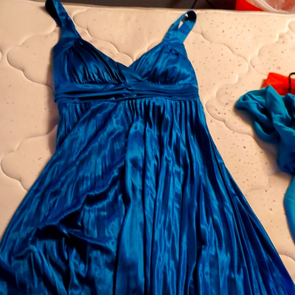 Blue satin dress